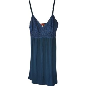 Josie Natori Deep Teal Blue Lace Nightgown Size Medium